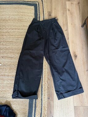 NWT DOEN Classic Black Wide-Leg Cotton Pants